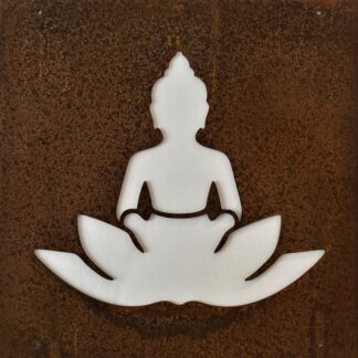 Skylt Buddah och Lotus med ståltråd