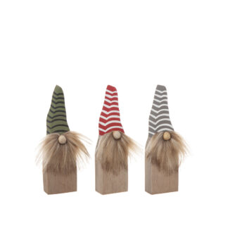 Tomte randig GRÖN i trä H20 cm