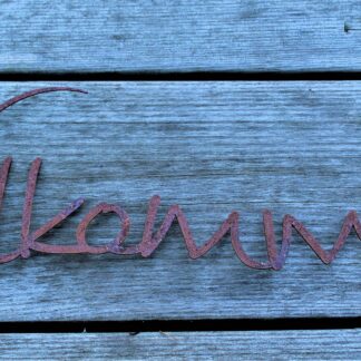 Välkommen Böjbar skylt i rost