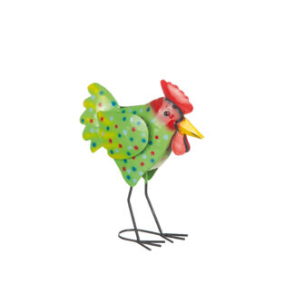 Höna i hamrad plåt GRÖN H20cm