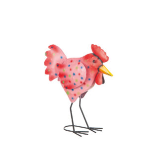 Höna ROSA i hamrad plåt H20cm