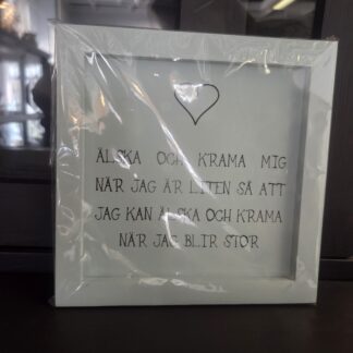 Tavla med text, blå trä 20cm